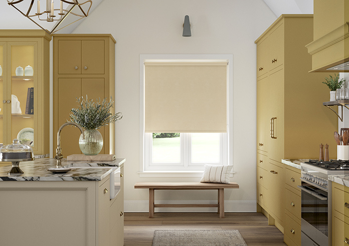 Flori Faux Suede (Blackout), Cream - Twist&Fit Roller Blind - Image 3